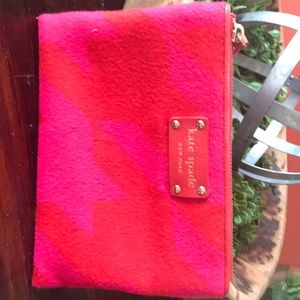 Kate Spade Red and Pink Flannel Clutch